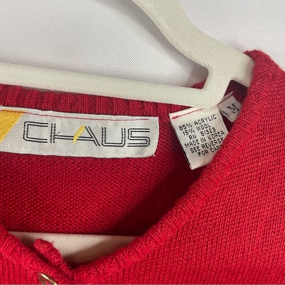 CHAUS wool blend collegiate red sweater. So bright and festive - Picture 3 of 4